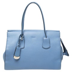 Tod's Blue Grain Leather Tote