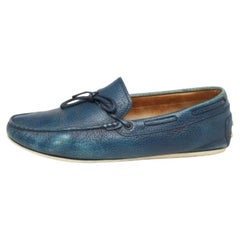 Tod's Blue Leather Bow Slip-On Loafers Size 42.5