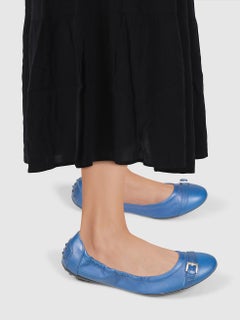 Tod's Blau Leder Schnalle Detail Ballett Flats Größe IT 39.5