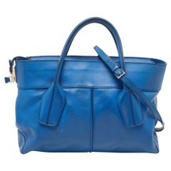 Tod's Blue Leather D-Cube Tote