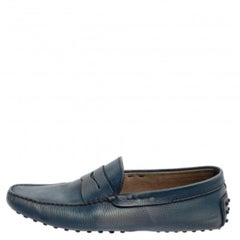 Tods Blue Leather Gommino Driving Loafers Size 45.5