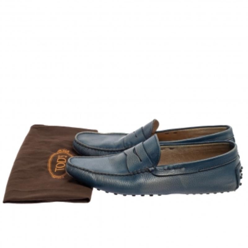 Tods Blue Leather Gommino Driving Loafers Size 45.5 For Sale 3