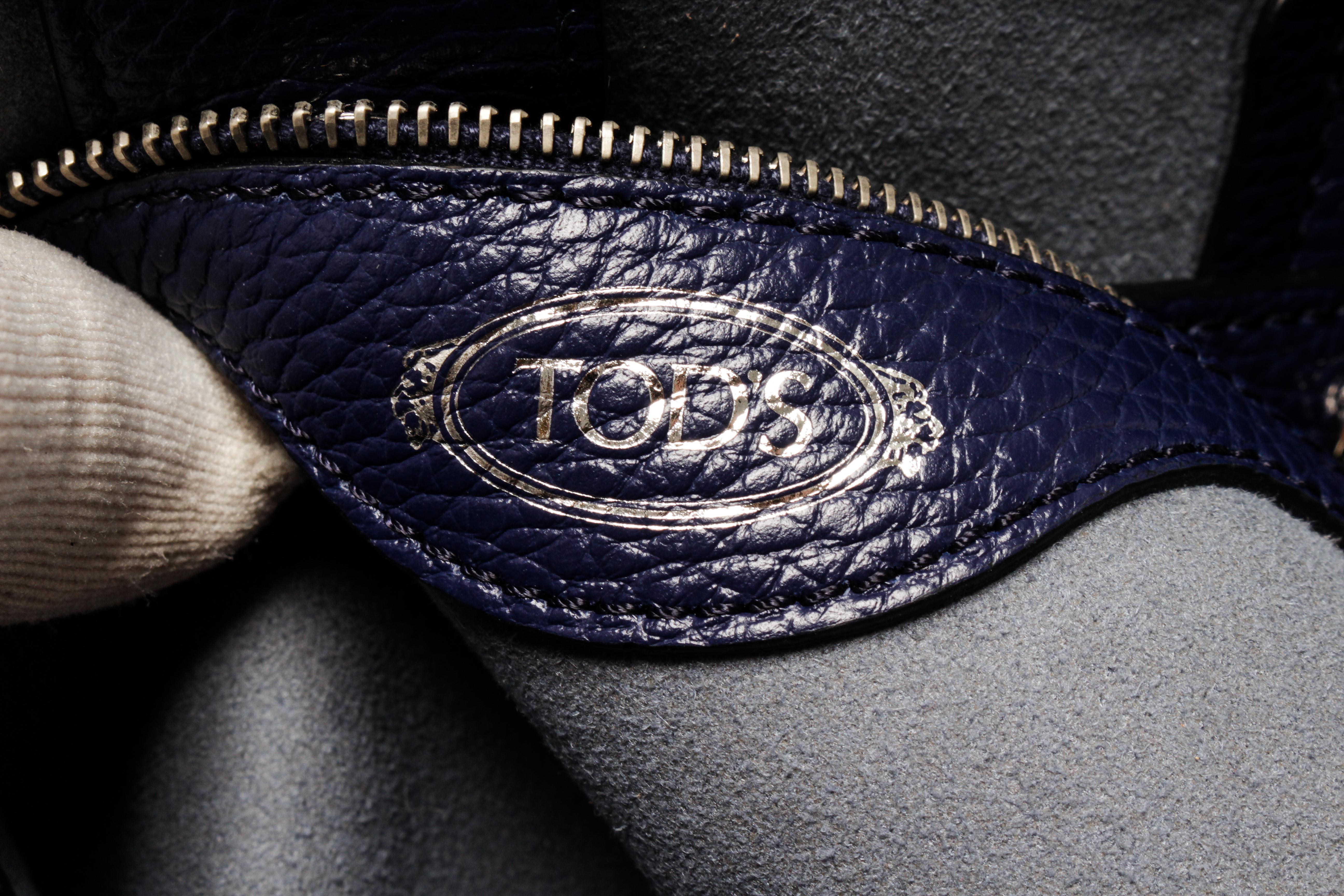 Tod's Blue Leather Joy Medium Tote Bag 3