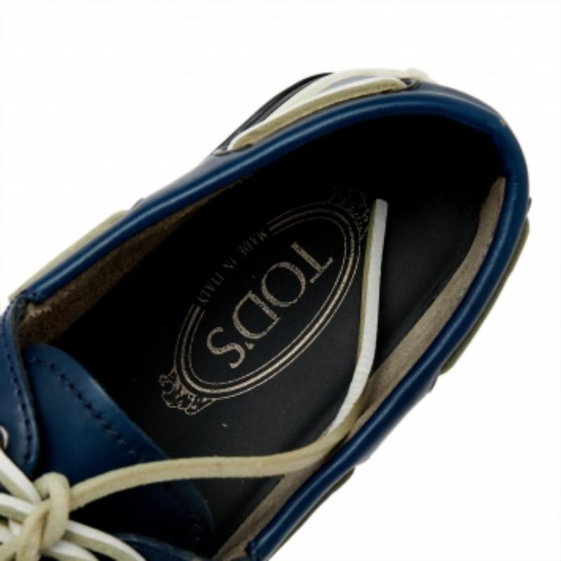 Uomo Tod's Scarpe da Barca Allacciate in Pelle Blu Taglia 39.5