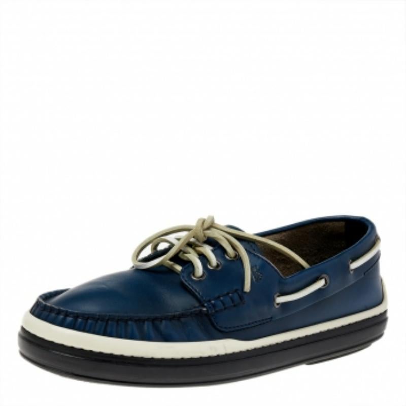 Tod's Scarpe da Barca Allacciate in Pelle Blu Taglia 39.5 1