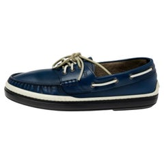 Tod's Scarpe da Barca Allacciate in Pelle Blu Taglia 39.5