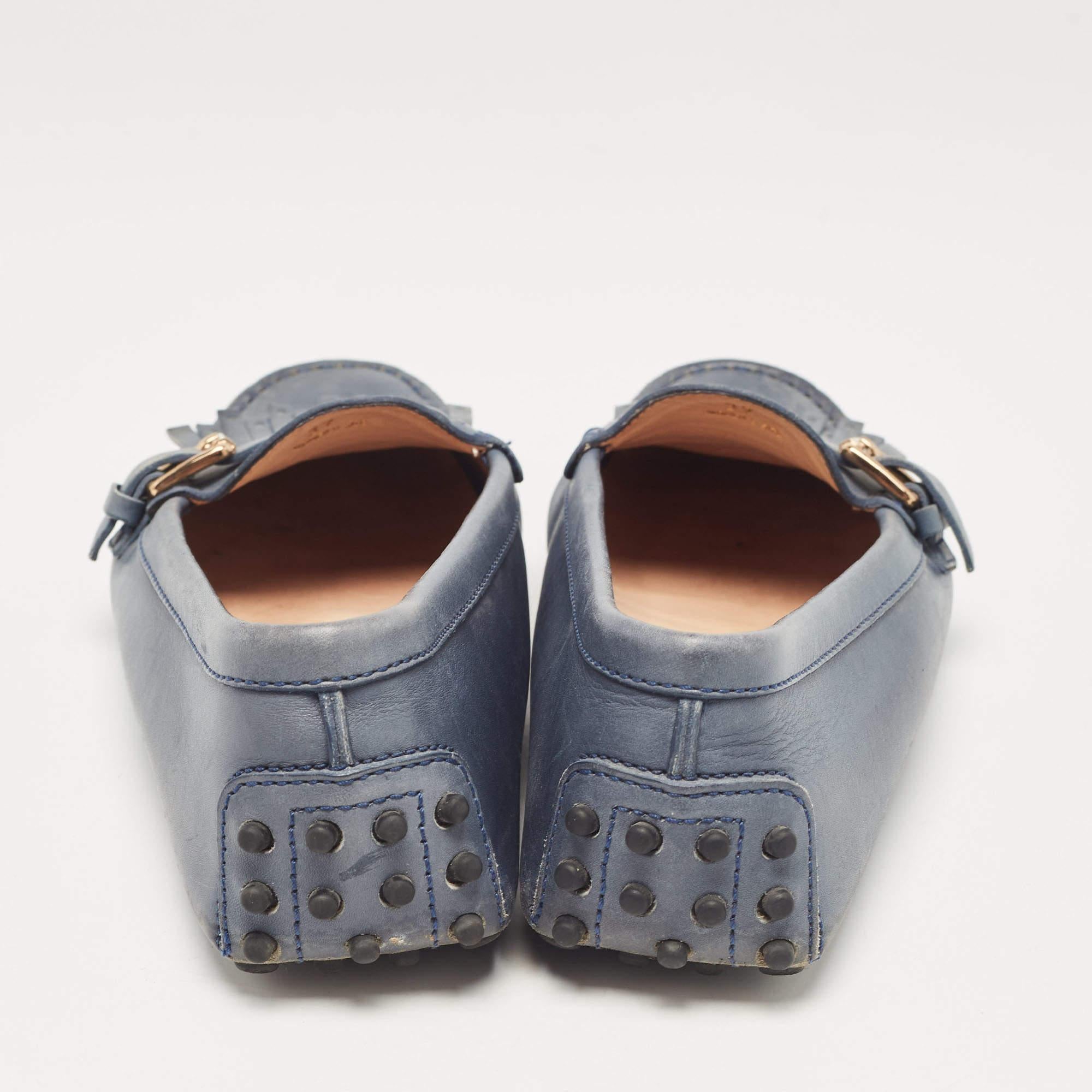Tod's Blue Leather Loafers 37 For Sale 1