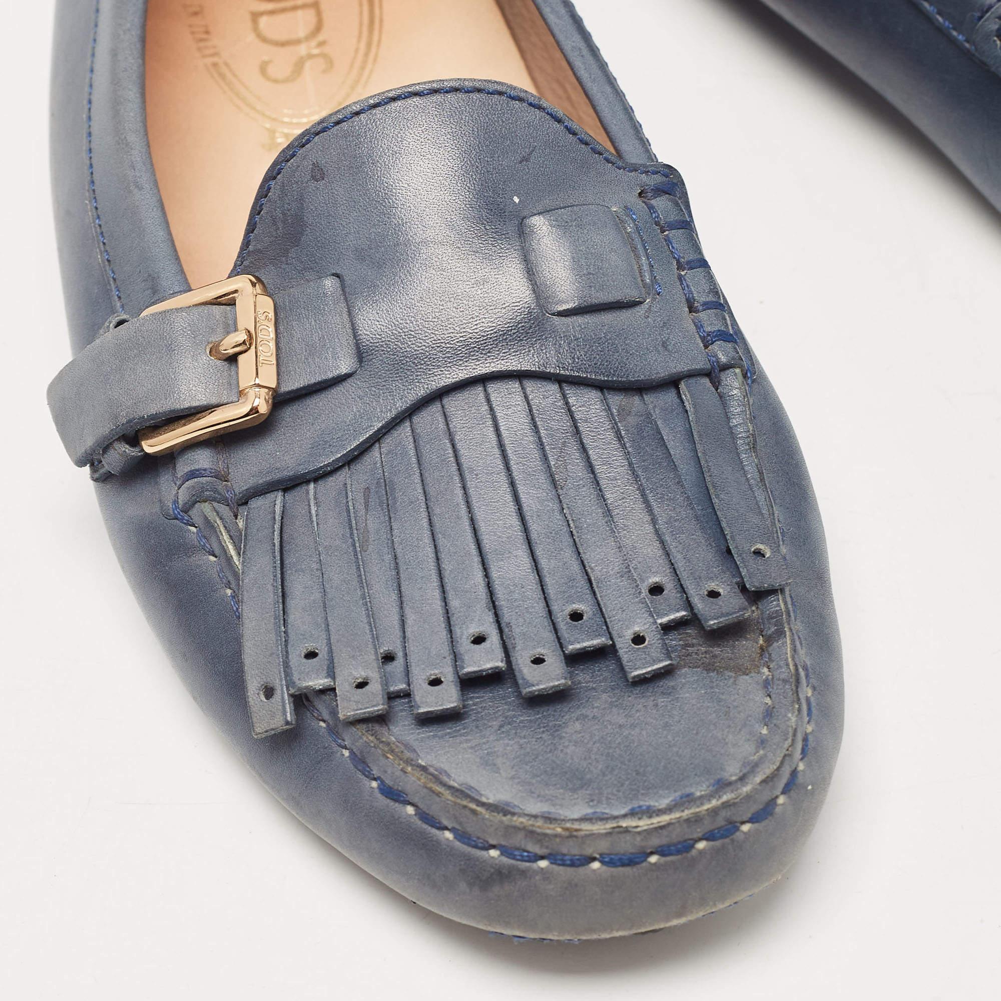 Tod's Blue Leather Loafers 37 For Sale 3
