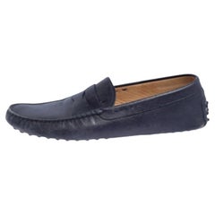 Used Tod's Blue Leather Penny Loafers Size 41.5