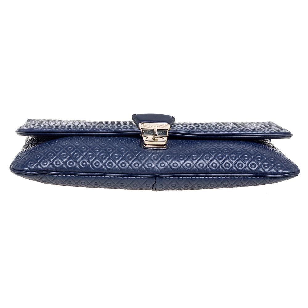 Tod's Blue Leather Signature Clutch 7