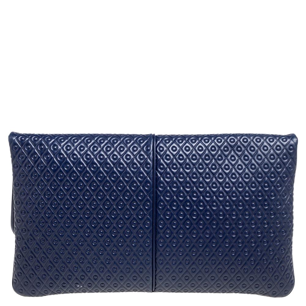 Tod's Blue Leather Signature Clutch 5