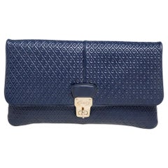 Tod's Blue Leather Signature Clutch