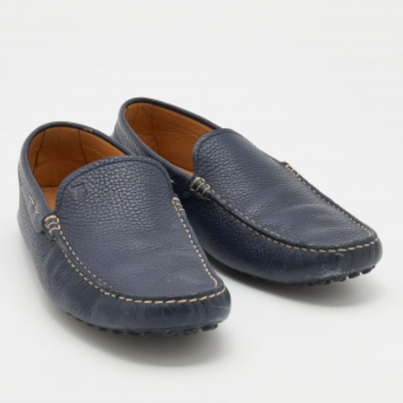 Men's Tod's Blue Leather Slip On Loafers Size 41.5 For Sale