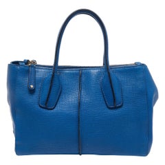 Tod's Blue Leather Small D-Styling Shopper Tote