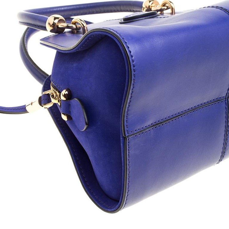 Tod's Blue Leather Small Sella Bowling Bag For Sale at 1stDibs