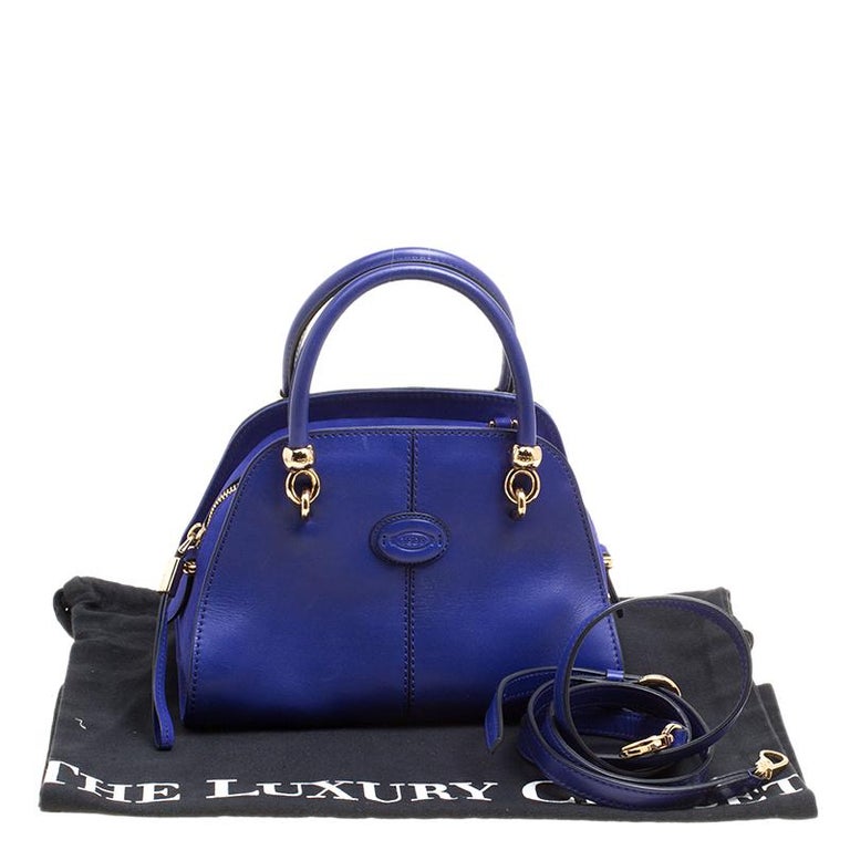 Tod's Blue Leather Small Sella Bowling Bag For Sale at 1stdibs