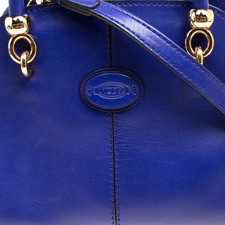 Tod's Blue Leather Small Sella Bowling Bag For Sale at 1stDibs