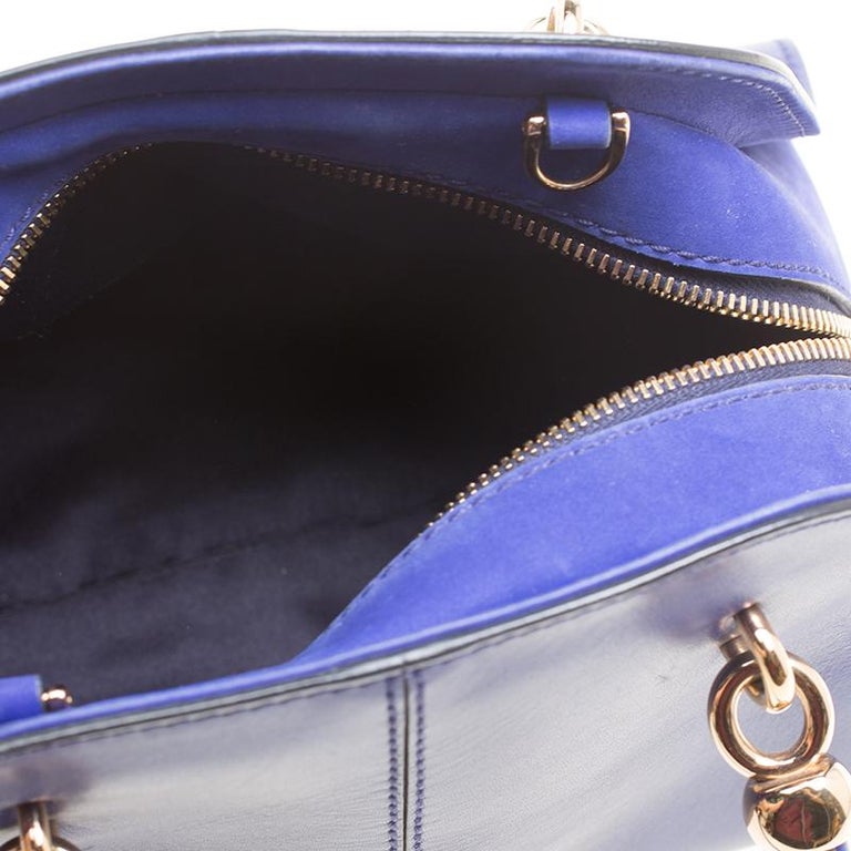 Tod's Blue Leather Small Sella Bowling Bag For Sale at 1stDibs