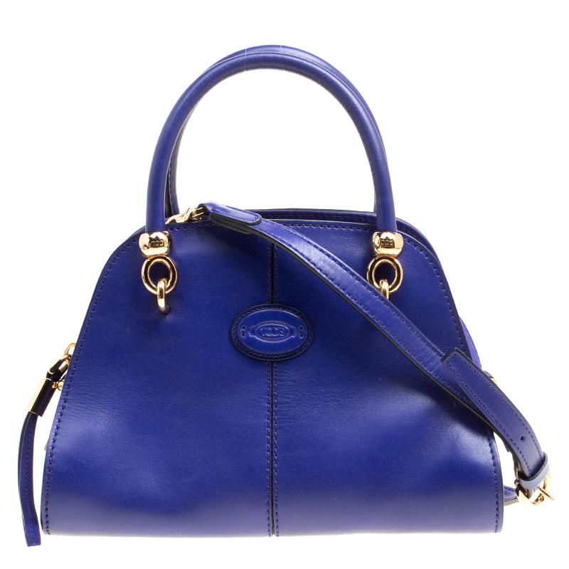 Tod's Blue Leather Small Sella Bowling Bag