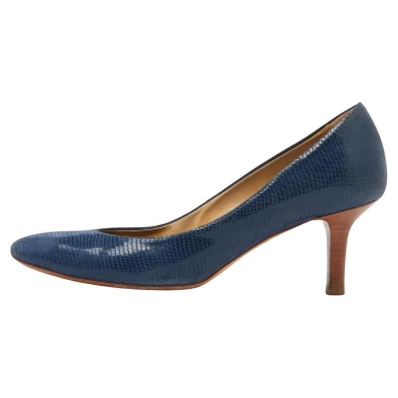 Tod's - Escarpins en cuir embossé de lézard bleu - Taille 38,5