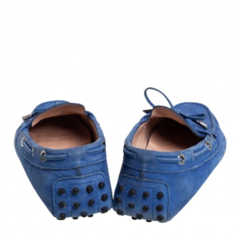 Tod's Blue Nubuck  Gommino Slip On Loafers Size 38.5 For Sale 2
