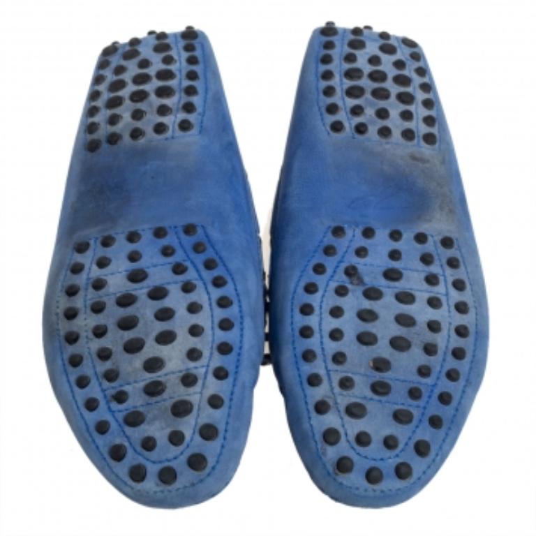 Tod's Blue Nubuck  Gommino Slip On Loafers Size 38.5 For Sale 3
