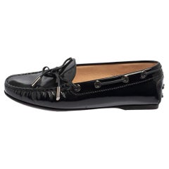 Tod's Blue Patent Leather City Gommino Driving Loafers Size 36.5