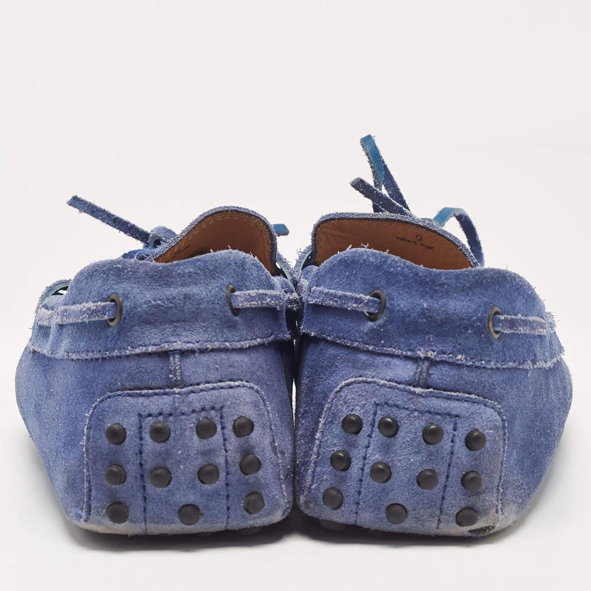 Men's Tod's Blue Suede Bow Loafers Size 43 For Sale