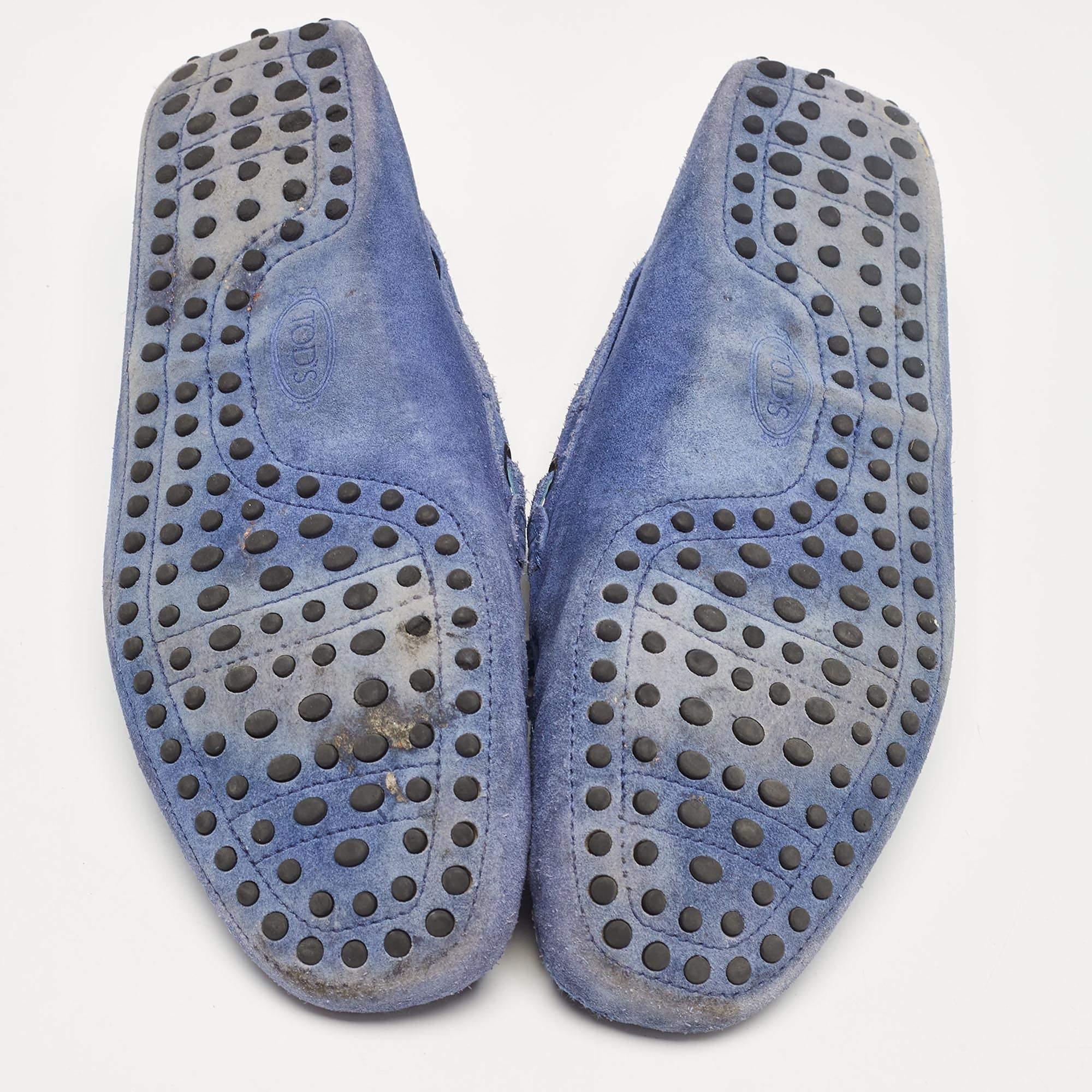 Tod's Blue Suede Bow Loafers Size 43 For Sale 1