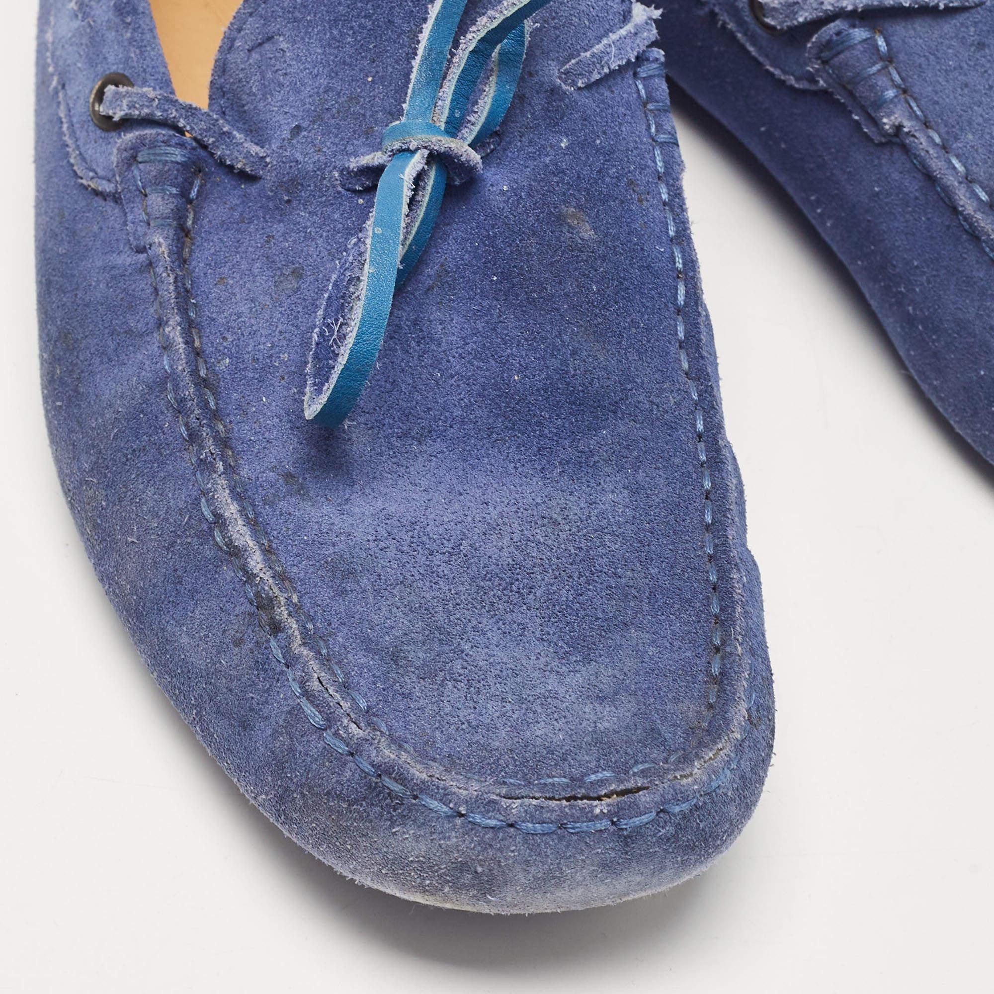 Tod's Blue Suede Bow Loafers Size 43 For Sale 2