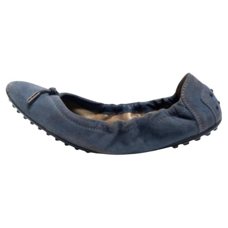 Ballerine Tod's con fiocco in pelle scamosciata blu taglia 39