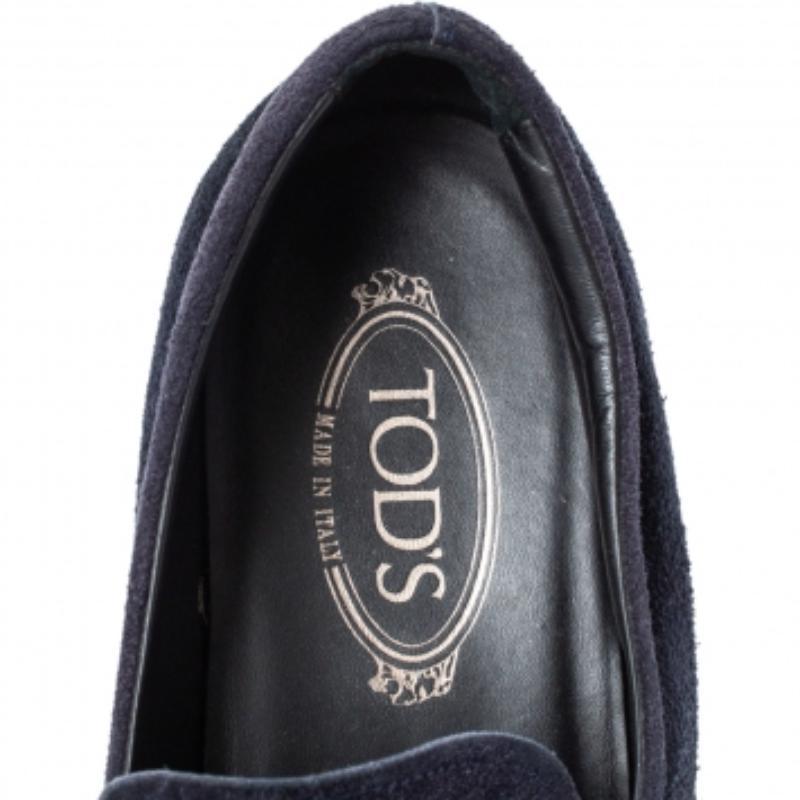 Tod's Blaue geflochtene Bit Loafers aus Wildleder Größe 42 (Schwarz) im Angebot