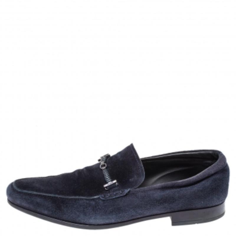 Tod's Blaue geflochtene Bit Loafers aus Wildleder Größe 42 im Zustand „Relativ gut“ im Angebot in Dubai, Al Qouz 2