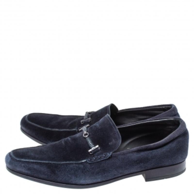 Tod's Blaue geflochtene Bit Loafers aus Wildleder Größe 42 im Angebot 1