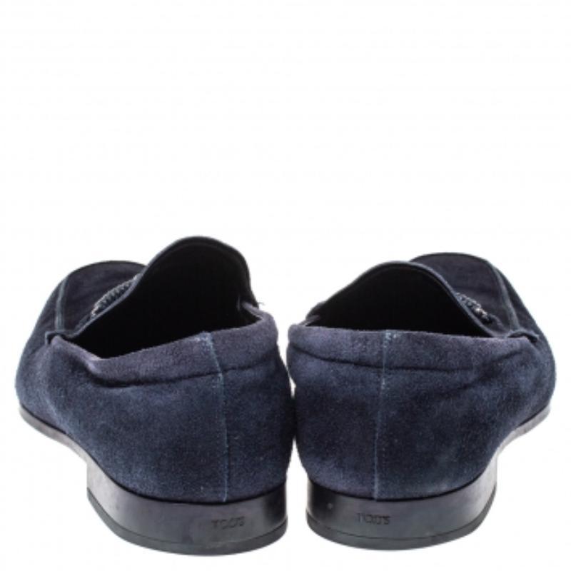 Tod's Blaue geflochtene Bit Loafers aus Wildleder Größe 42 im Angebot 2