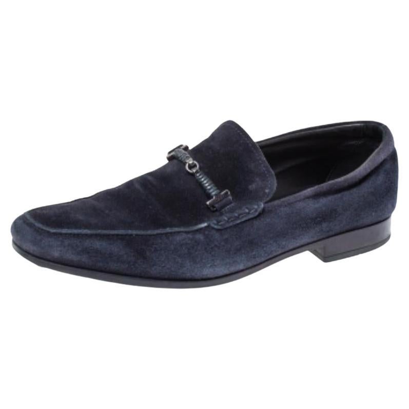Tod's Blaue geflochtene Bit Loafers aus Wildleder Größe 42 im Angebot
