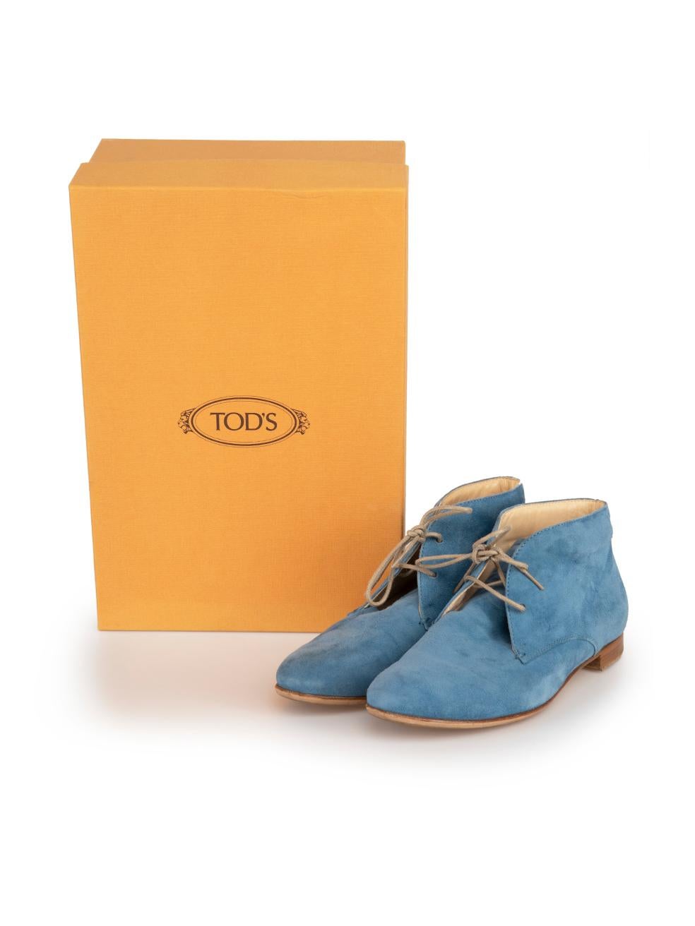 Tod's Blue Suede Desert Short Ankle Boots Size IT 37 For Sale 4