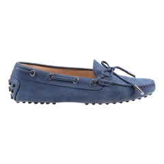 Tod's Blue Suede Driving Bow Loafers Size IT 35