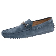 Tod's Blue Suede Driving Slip On Loafers Size 44