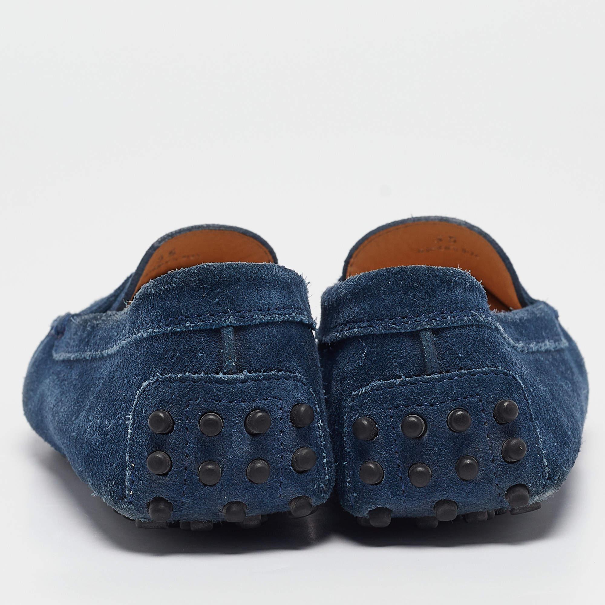 Tod's Gommino Penny - Mocassins en daim bleu taille 35 Pour femmes en vente