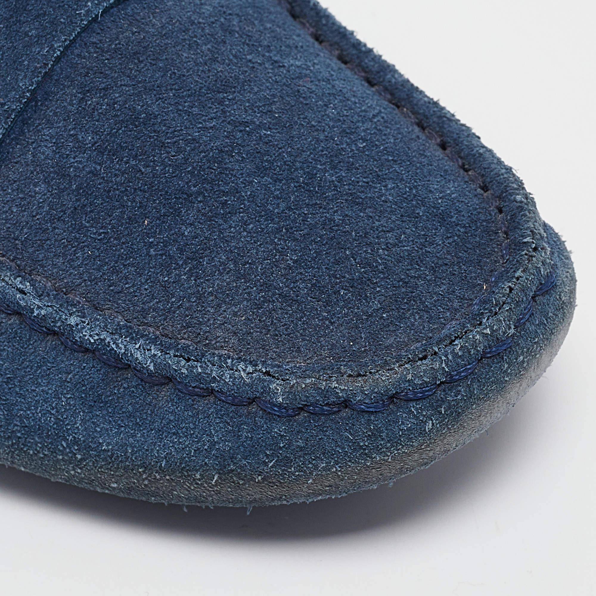Tod's Gommino Penny - Mocassins en daim bleu taille 35 en vente 3