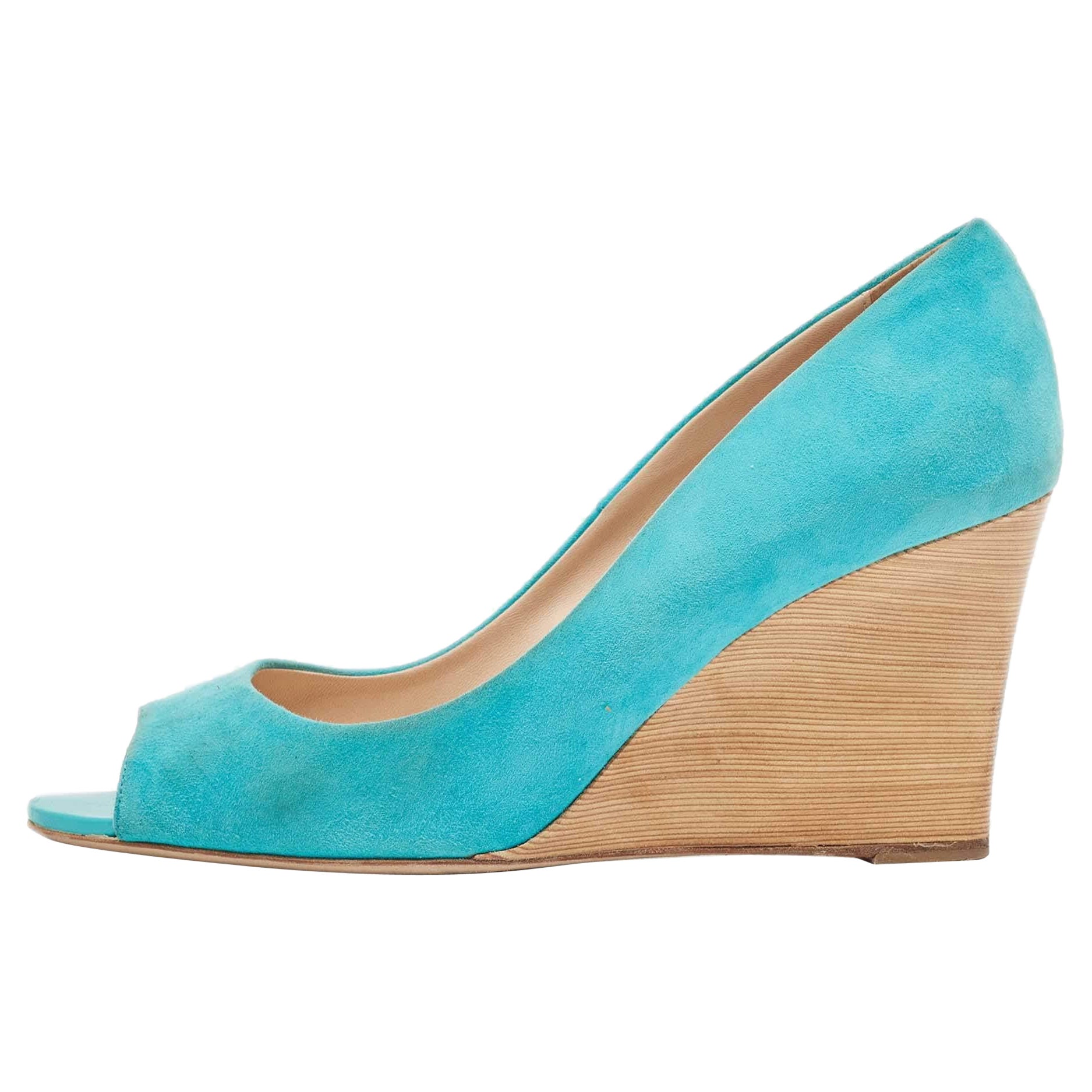 Tod's, zeppa in pelle scamosciata blu, taglia 40 in vendita