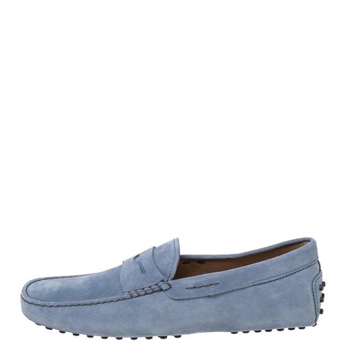 Tod's Blue Suede Penny Loafers Size 41 at 1stDibs