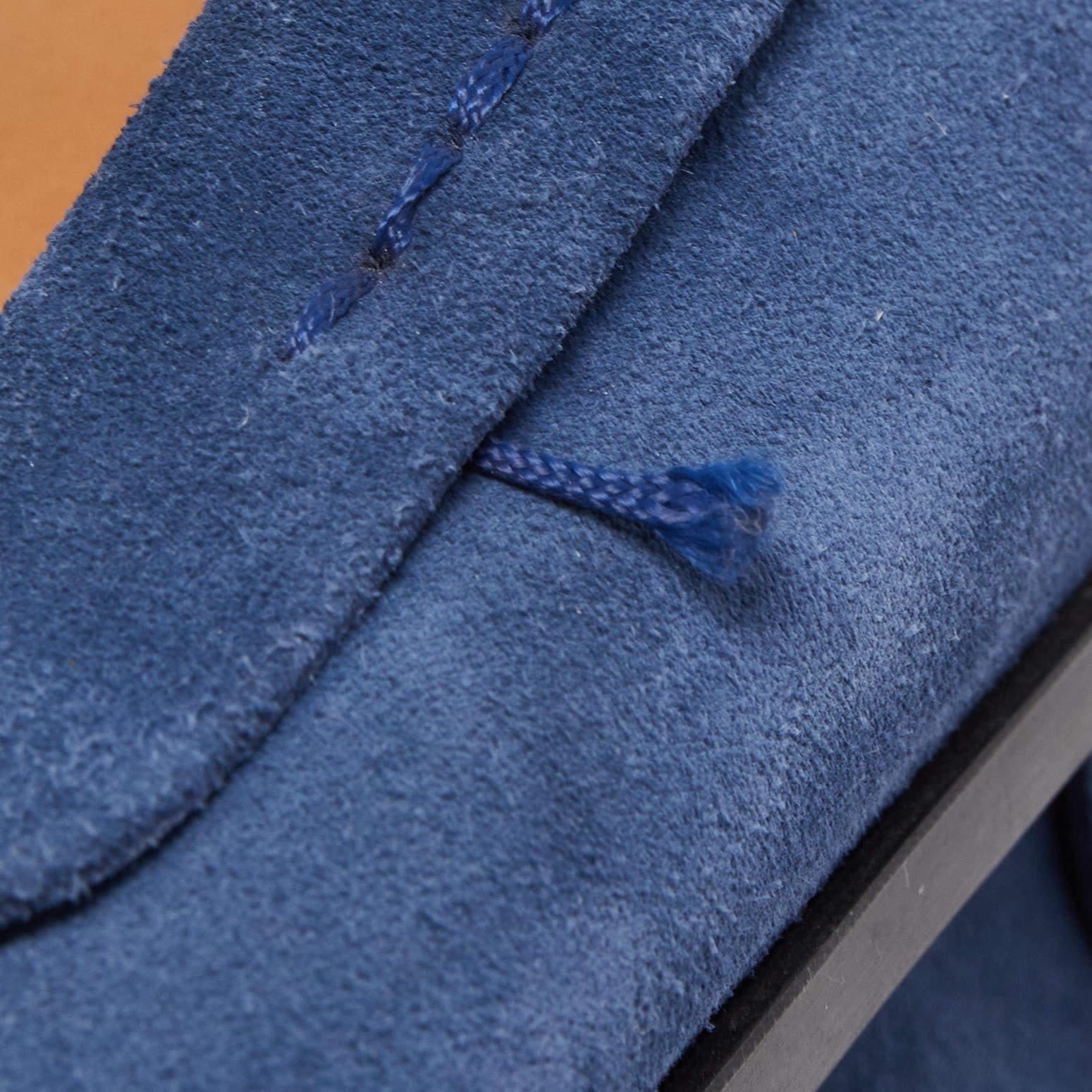 Tod's Blue Suede Penny Loafers Size 41 For Sale 1