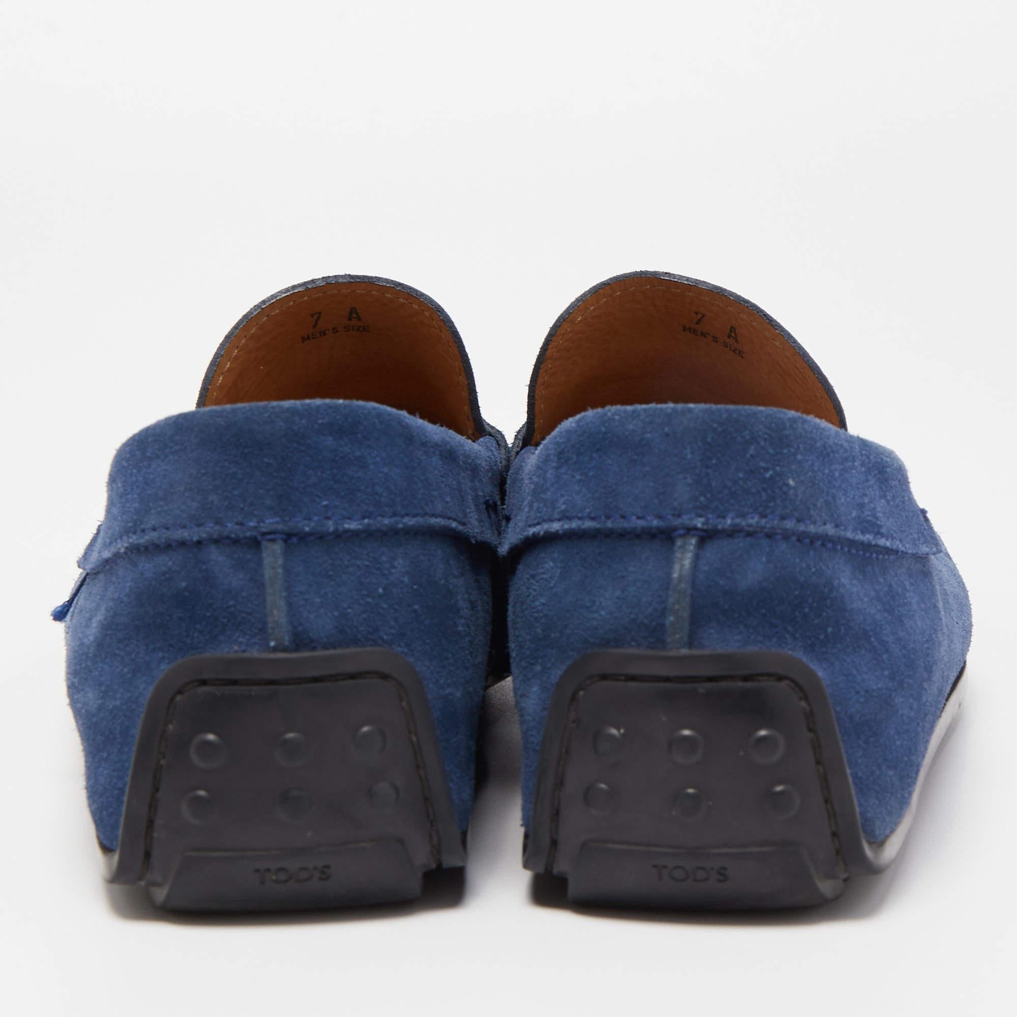Tod's Blue Suede Penny Loafers Size 41 For Sale 2