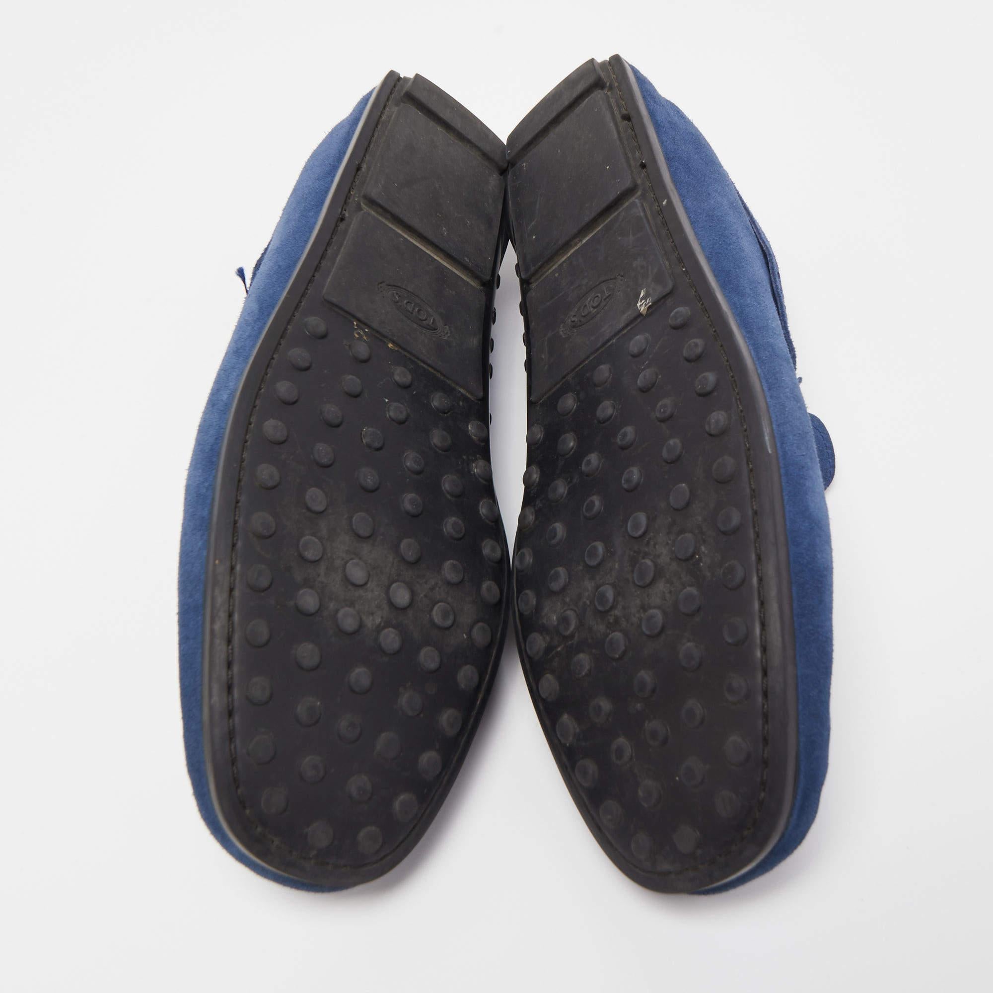 Tod's Blue Suede Penny Loafers Size 41 For Sale 3
