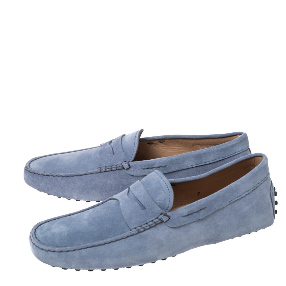 Tod's Blue Suede Penny Loafers Size 41 2