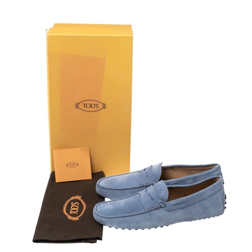 Tod's Blue Suede Penny Loafers Size 41 3