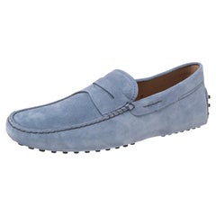 Tod's Blue Suede Penny Loafers Size 41