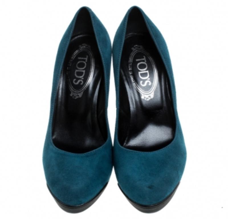 Tod's Blaue Wildleder Plateau Pumps Größe 36,5 im Angebot 1